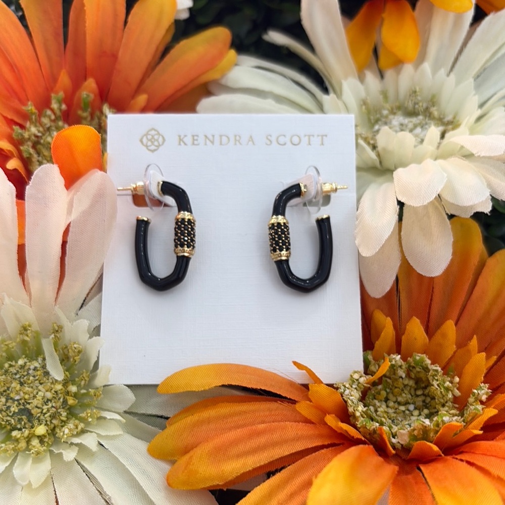 Kendra Scott Emery Enamel Black Earrings